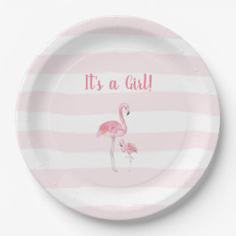 Flamingo Girl Babydusche Pappteller