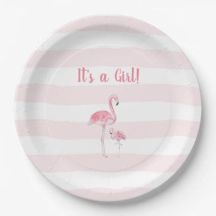 Flamingo Girl Babydusche Pappteller