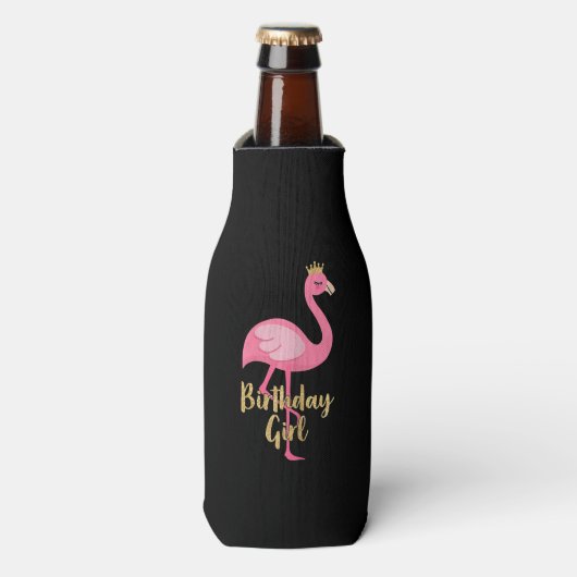 Flamingo Girl Geburtstag Kostümgeschenke Flaschenkühler (Flaschenvorderseite)