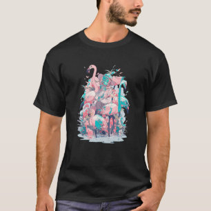 Flamingo Girl in lustiger Pastel japan Anime Aesth T-Shirt