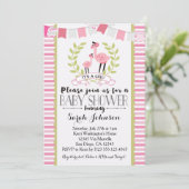 Flamingo Girl Kinderdusche Einladung (Stehend Vorderseite)
