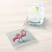 Flamingo Glasuntersetzer (Schrägansicht)