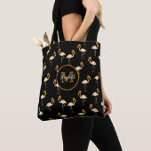 Flamingo gold Schwarz niedlich elegante tropische  Tasche (Von Nahem)