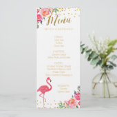 Flamingo Gold Wedding Menu Card Menükarte (Stehend Vorderseite)