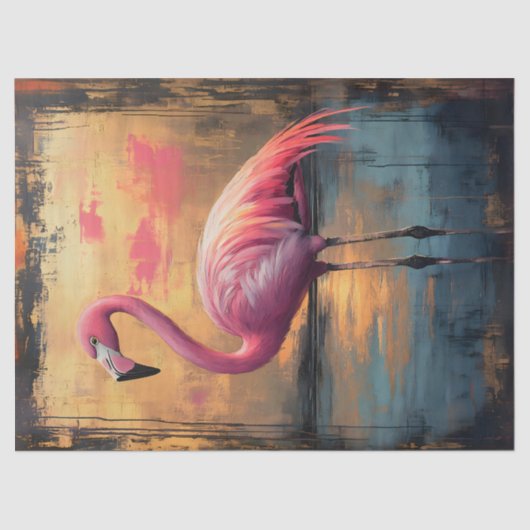 Flamingo Golden Sunset Paint Decoupage Seidenpapier (Vorderseite)