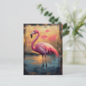 Flamingo Golden Sunset Paint Postkarte (Stehend Vorderseite)