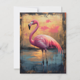 Flamingo Golden Sunset Paint Postkarte