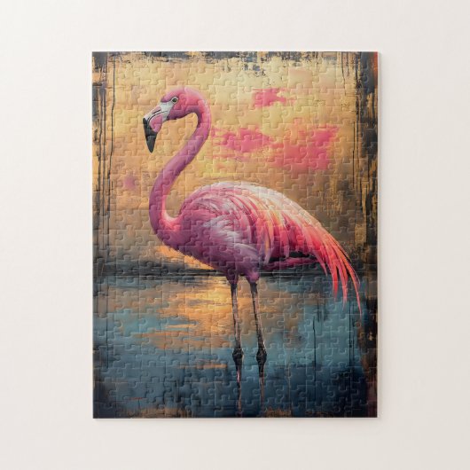Flamingo Golden Sunset Paint Puzzle (Vertikal)