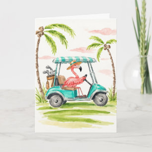 Flamingo Golf Aquarell-Grußkarte Karte