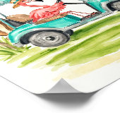 Flamingo Golf Wasserfarben Kunst Druck Poster (Ecke)
