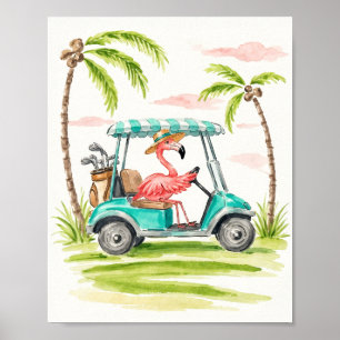 Flamingo Golf Wasserfarben Kunst Druck Poster