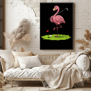 Flamingo Golfer auf dem Grünen Poster