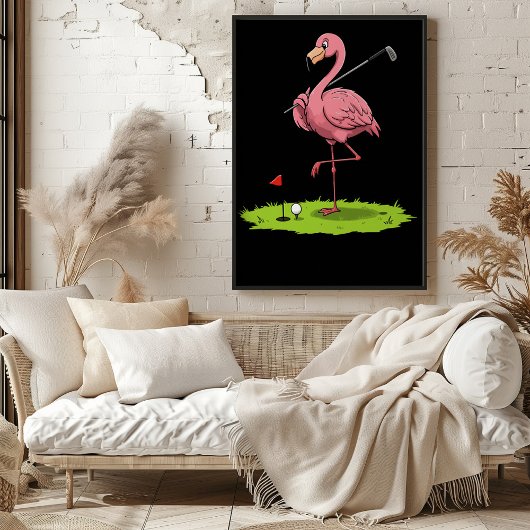 Flamingo Golfer auf dem Grünen Poster