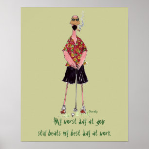 Flamingo Golfer Poster