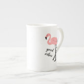 Flamingo Good Vibes Pink Black Bone China Tasse (Vorderseite Rechts)
