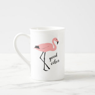 Flamingo Good Vibes Pink Black Bone China Tasse