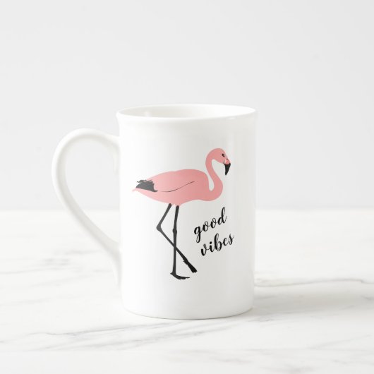Flamingo Good Vibes Pink Black Bone China Tasse (Links)