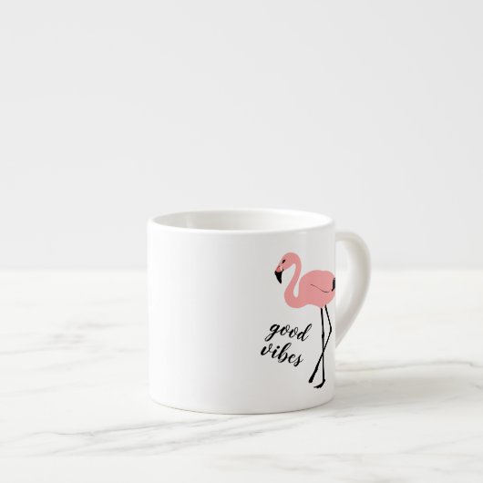 Flamingo Good Vibes Pink Black Espresso Tasse (Vorderseite Rechts)