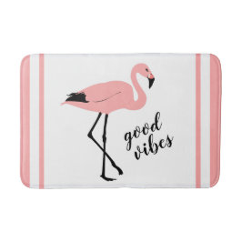 Flamingo Good Vibes Pink Black Niedlich Bath Mat Badematte