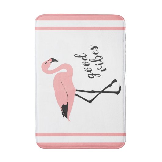 Flamingo Good Vibes Pink Black Niedlich Bath Mat Badematte (Vorderseite Vertikal)