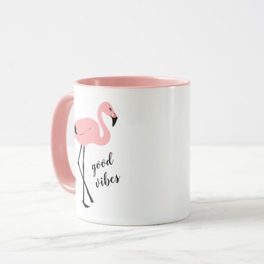 Flamingo Good Vibes Pink Black Tasse (Vorderseite Links)