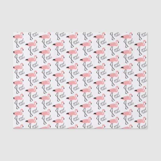 Flamingo Good Vibes Pink Niedliches Tissue Paper Seidenpapier (Vorderseite)