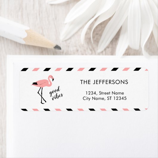 Flamingo Good Vibes Pink Rücksendeadresse Label (Insitu)