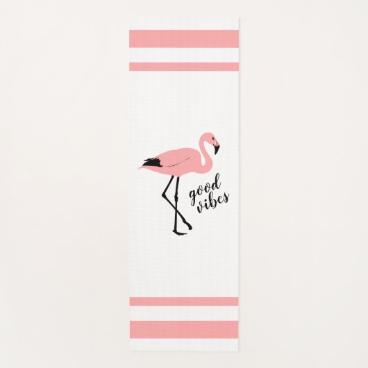 Flamingo Good Vibes Pink Schwarz-weißer Niedlicher Yogamatte (Vorderseite)