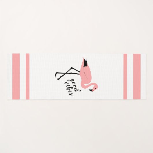 Flamingo Good Vibes Pink Schwarz-weißer Niedlicher Yogamatte (Vorderseite (Horizontal))