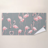 Flamingo Gray: Vintages nahtloses Muster. Badehandtuch (Badehandtuch)