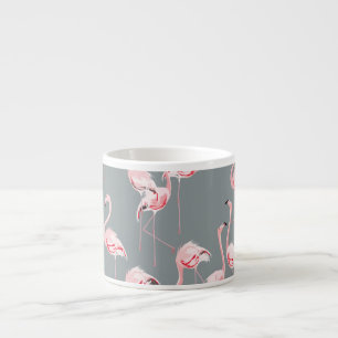 Flamingo Gray: Vintages nahtloses Muster. Espressotasse