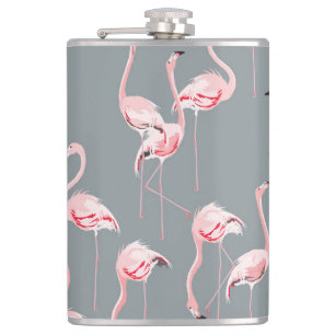 Flamingo Gray: Vintages nahtloses Muster. Flachmann