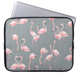 Flamingo Gray: Vintages nahtloses Muster. Laptopschutzhülle