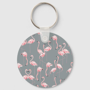 Flamingo Gray: Vintages nahtloses Muster. Schlüsselanhänger