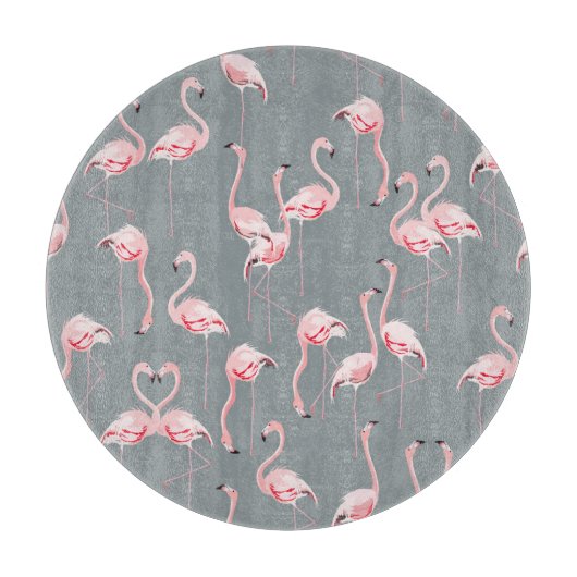 Flamingo Gray: Vintages nahtloses Muster. Schneidebrett (Vorderseite)