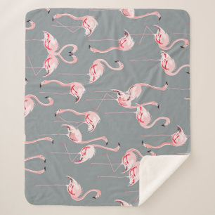 Flamingo Gray: Vintages nahtloses Muster. Sherpadecke