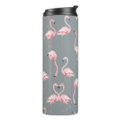 Flamingo Gray: Vintages nahtloses Muster. Thermosbecher (Nach links gedreht)