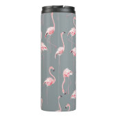 Flamingo Gray: Vintages nahtloses Muster. Thermosbecher (Rückseite)
