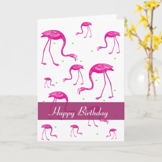 Flamingo Greeting Karte (Gelbe Blume)