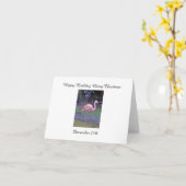 Flamingo Grüße Karte (Gelbe Blume)