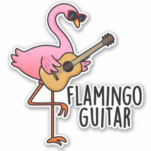 Flamingo Guitar Funny Music Pub Aufkleber (Vorderseite)