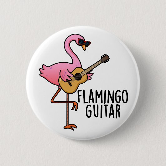 Flamingo Guitar Funny Music Pub Button (Vorderseite)