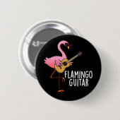 Flamingo Guitar Funny Music Pun Dark BG Button (Vorne & Hinten)