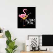 Flamingo Guitar Funny Music Pun Dark BG Poster (Heimbüro)