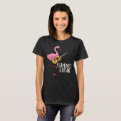 Flamingo Guitar Funny Music Pun Dark BG T-Shirt (Vorne ganz)