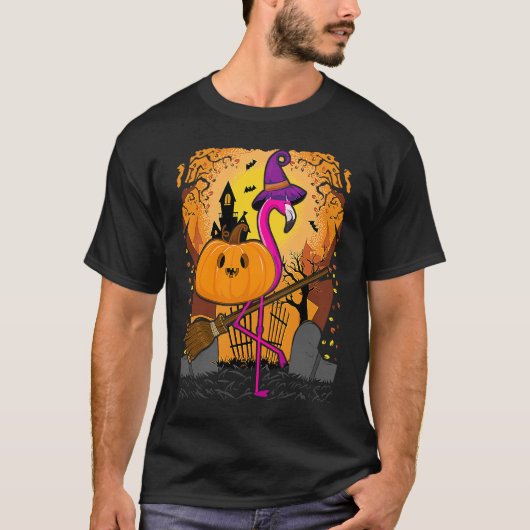 Flamingo Halloween Pumpkin Flamingo Halloween T-Shirt (Vorderseite)