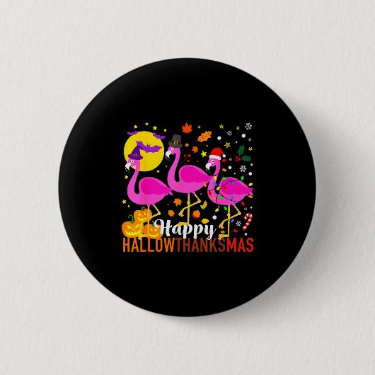 Flamingo Halloween Thanksgiving Christmas Hallowth Button (Vorderseite)