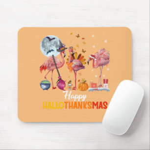 Flamingo Halloween und frohe Weihnachts-Happy Hall Mousepad