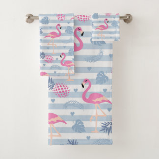 Flamingo Handtuch - Rosa & Blau Badhandtuch Set