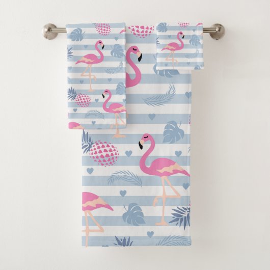 Flamingo Handtuch - Rosa & Blau Badhandtuch Set (Insitu)